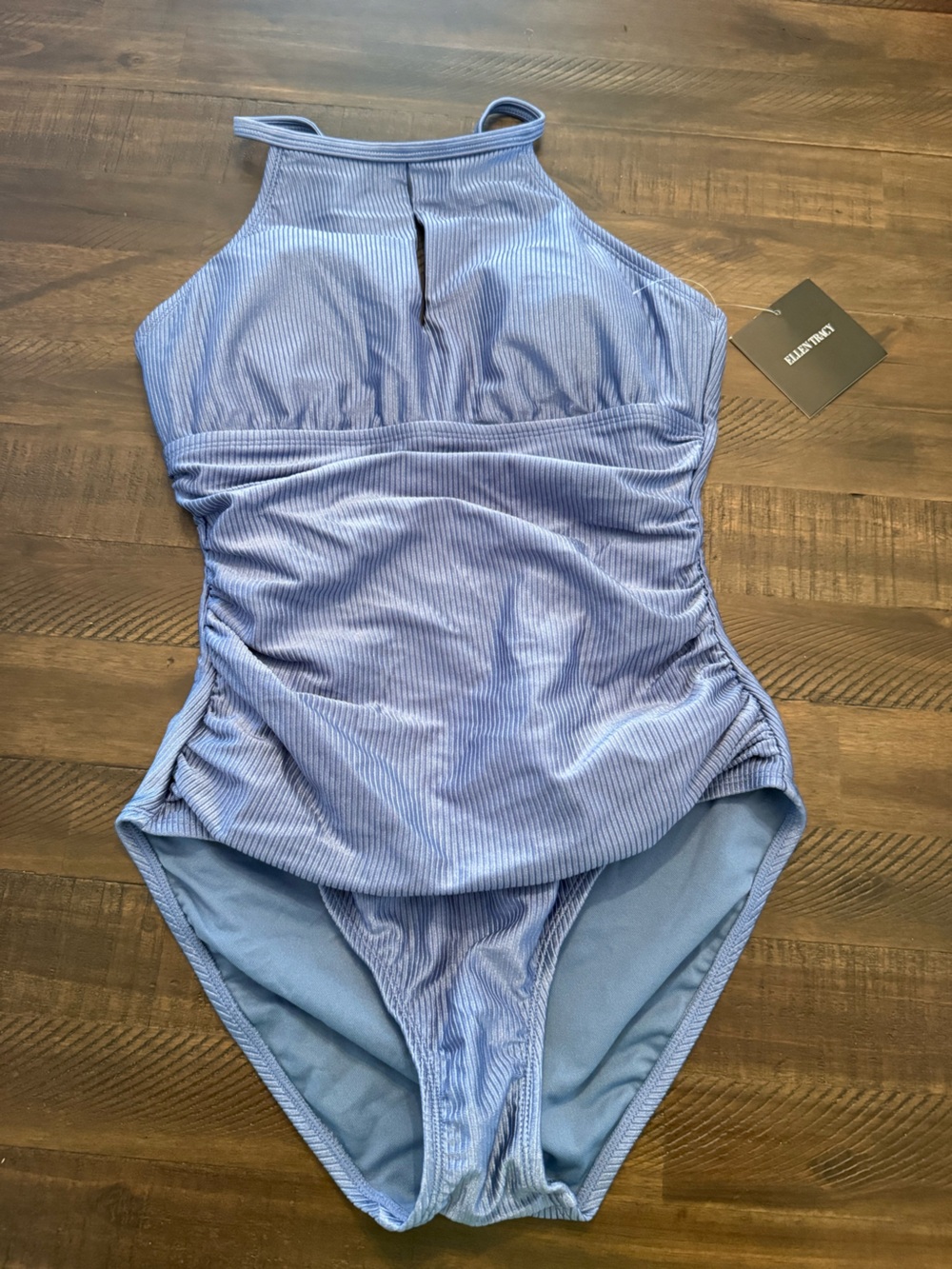 Ellen Tracy stone Blue High Neck Women’s One-Piece Swimsuit